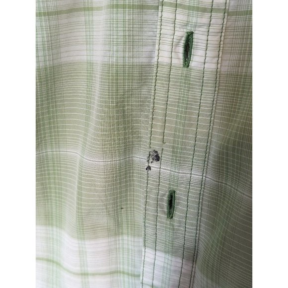 THE NORTH FACE Button-up Mens Large Green Plaid Short Sleeve Vaporwick - Picture 6 of 6